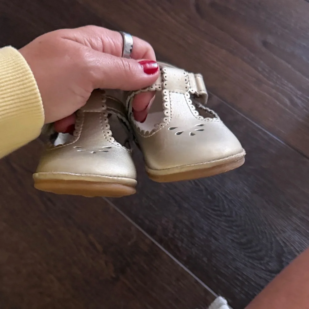 Angel Metallic Gold T-Strap Mary Jane Kids Dress Shoes
